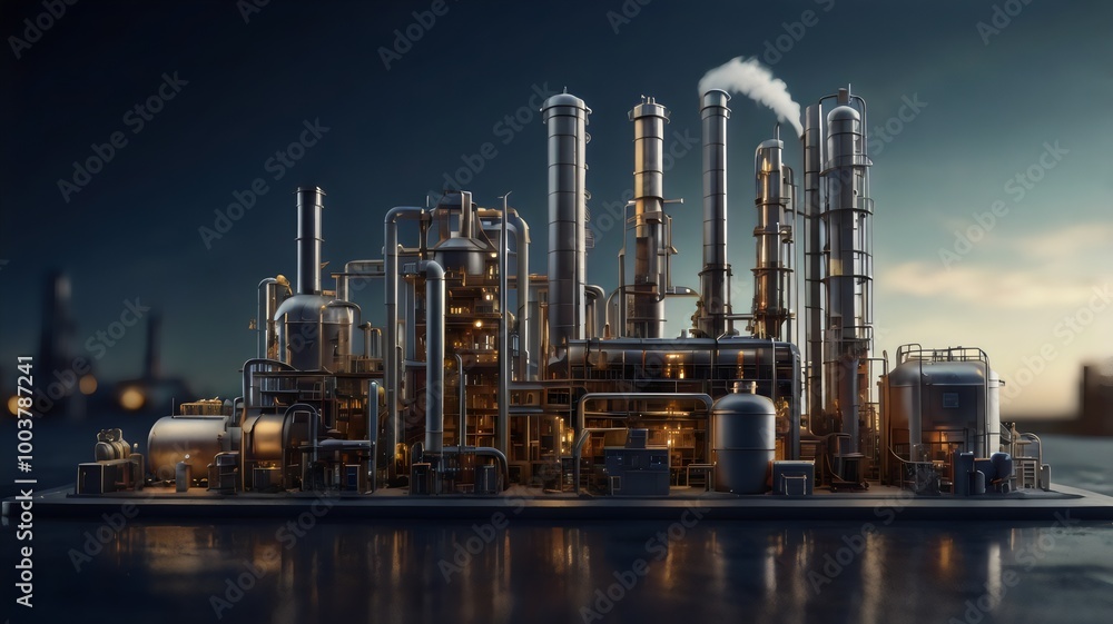 Obraz premium Chemical_Plant_Miniature_3D_Scene