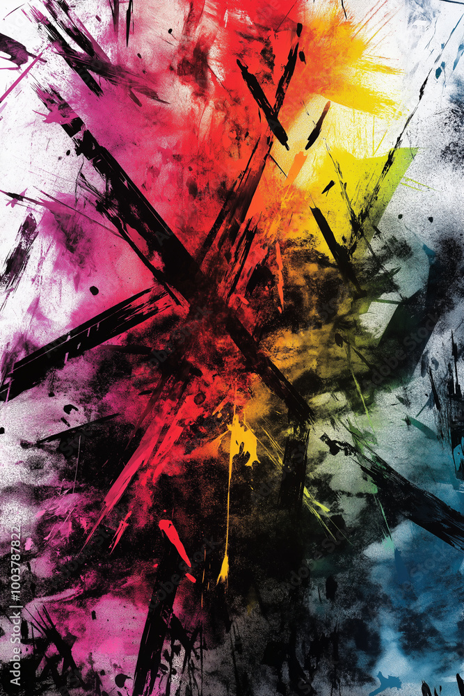 Fototapeta premium Vibrant Abstract Digital Art Series with Bold Neon Colors, Dynamic Paint Strokes, and High Contrast Textures – Ideal for Maximalist Designs, Posters, and Backgrounds