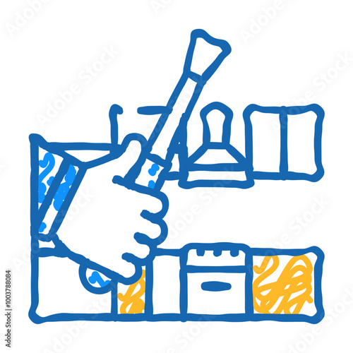kitchen unit repairs doodle icon sketch vector. kitchen unit repairs sign. isolated symbol illustration