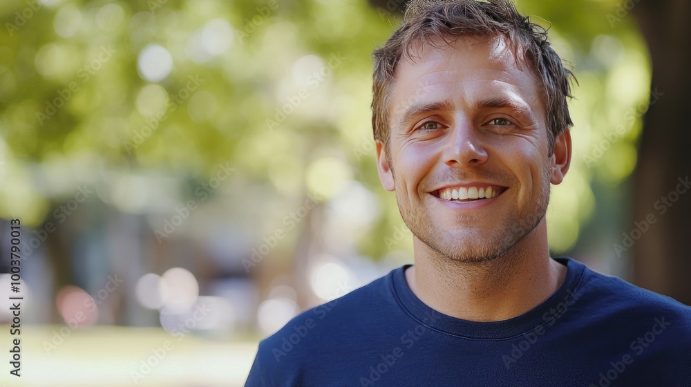Smiling man in a blue shirt. A great photo for a blog post about happiness, positive vibes, or confidence. Smiling man in a blue shirt. A great photo for a blog post about happiness, positive vibes, or confidence.