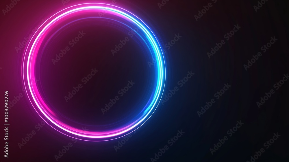 A vibrant neon circle glows against a dark background, showcasing colorful lights that create an energetic atmosphere A vibrant neon circle glows against a dark background, showcasing colorful lights that create an energetic atmosphere