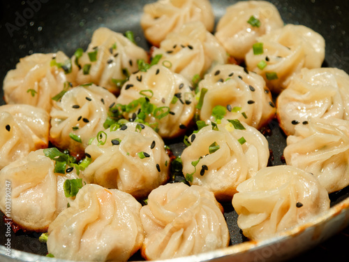 Mini fried buns, steamed stuffed bun baozi  