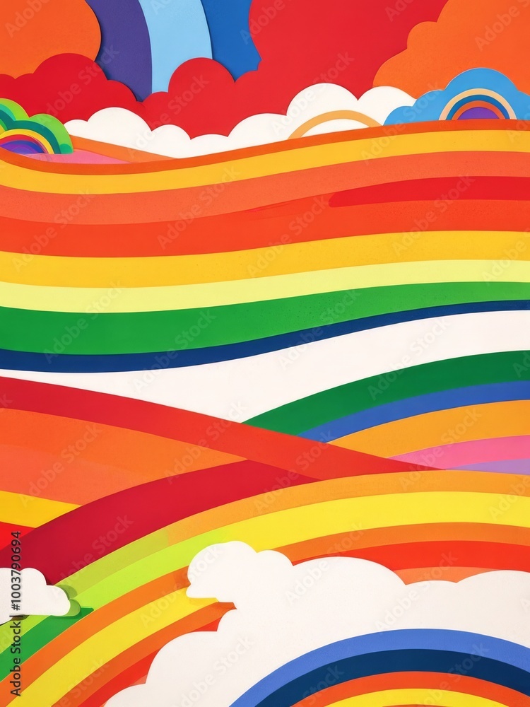 Colorful Rainbow Arches with White Clouds Colorful Rainbow Arches with White Clouds