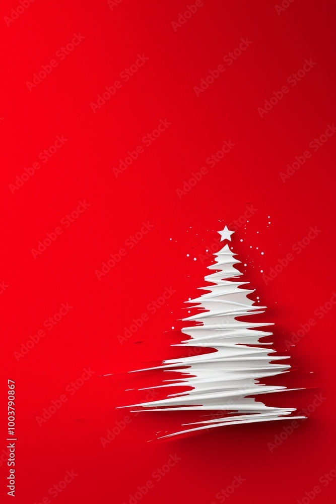  A red background with a white Christmas tree centered Repeated
