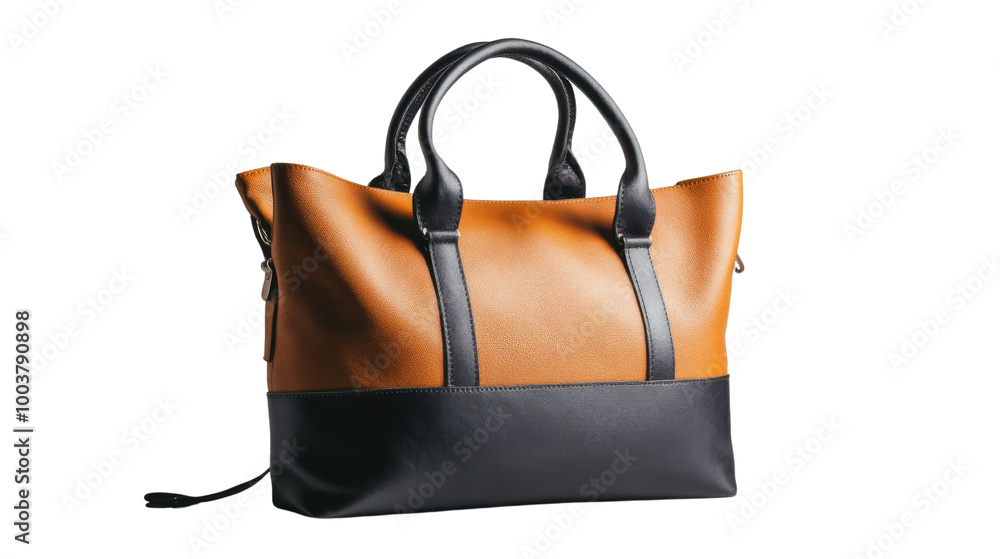 Brown and Black Leather Tote Bag. Brown and Black Leather Tote Bag.