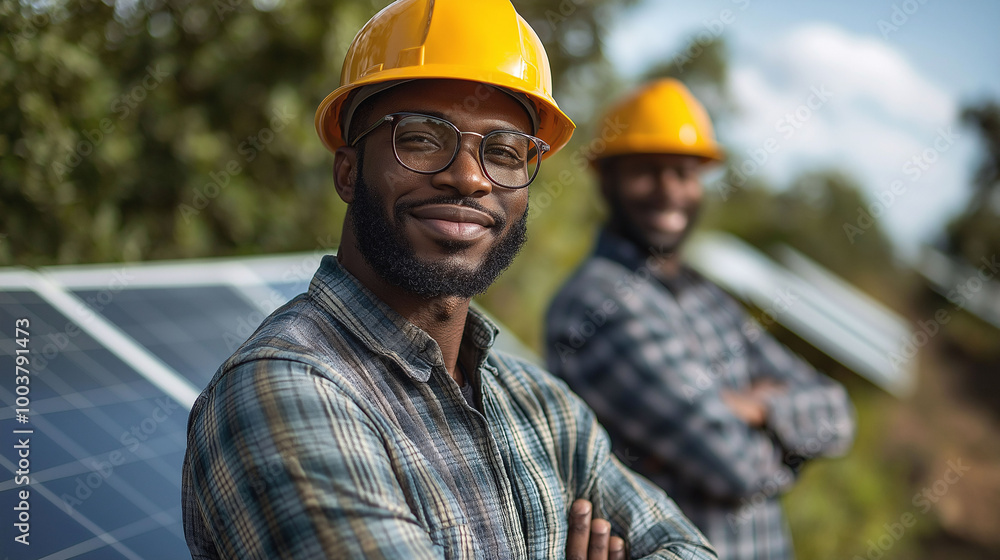 African American Solar Panel Technician Portrait African American Solar Panel Technician Portrait