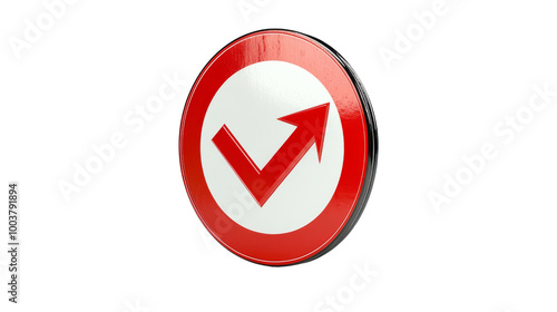 Red Circle Traffic Sign with White Center and Upward Arrow