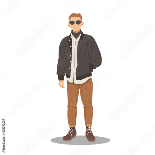 man posing in casual stylish outfits flat design illustration. (vol 4)