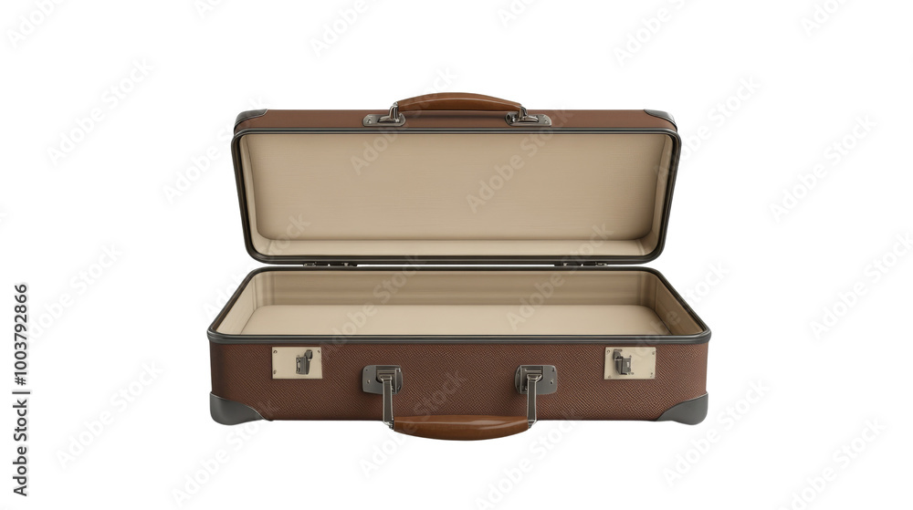 Open Brown Suitcase. Open Brown Suitcase.