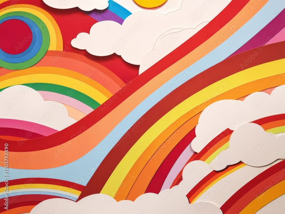 Colorful Rainbow Arches with White Clouds Colorful Rainbow Arches with White Clouds