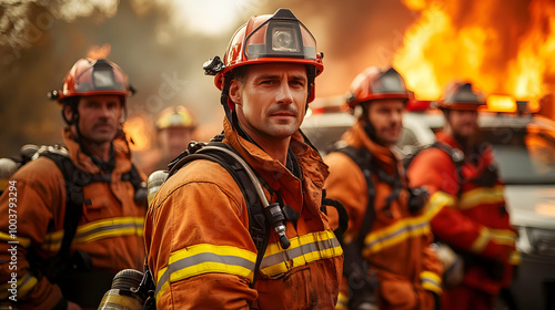 Firefighters Battling a Blaze with Courage and Bravery