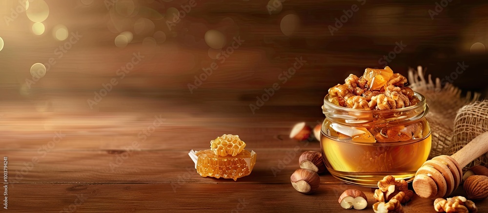 Delicious honey and nut treats with a copy space image Delicious honey and nut treats with a copy space image