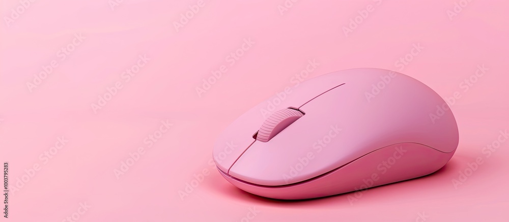 A solitary wireless mouse displayed against a pink backdrop with room for text in the copy space image A solitary wireless mouse displayed against a pink backdrop with room for text in the copy space image