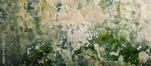 Detailed copy space image capturing a textured wall with mold spots moss damaged paint layers and abstract grunge strokes ideal for studying anti fungal paint creation photo