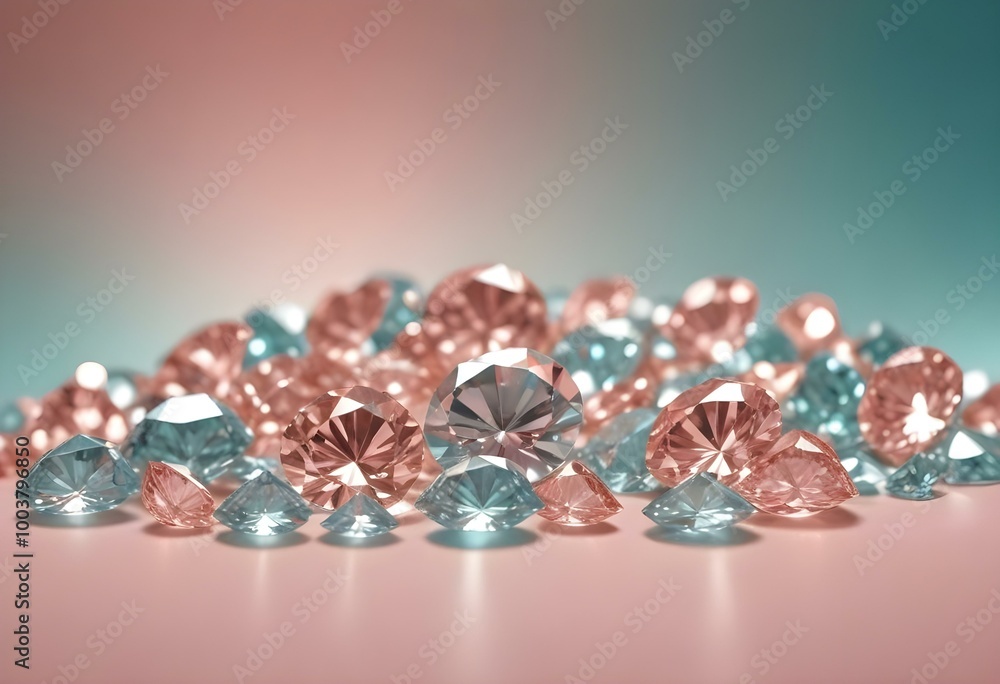 Sparkling diamonds on a soft pink background Sparkling diamonds on a soft pink background