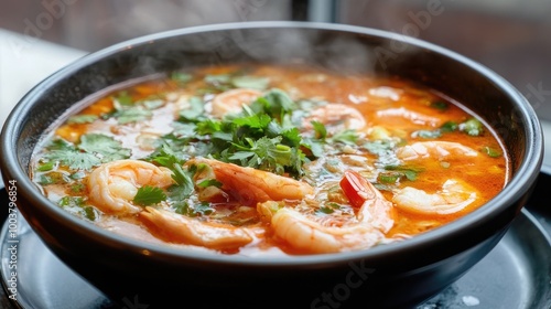 Aromatic Shrimp Soup with Fresh Herbs and Spices