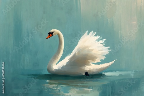 Fototapeta Naklejka Na Ścianę i Meble -  A beautiful painting of a swan