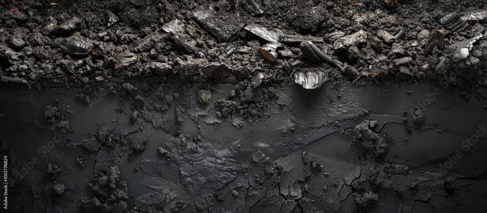 Soil contaminated by coal waste including coal remnants with a polluted copy space image Soil contaminated by coal waste including coal remnants with a polluted copy space image