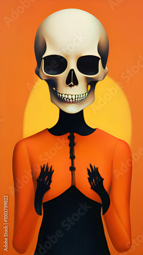 Halloween, T-shirt print, print on the dress, love, art, beauty, model, style, fashion magazine cover, skull, halloween, death, head, face, skeleton, evil, dead, horror, bone, scary, vector, black, 