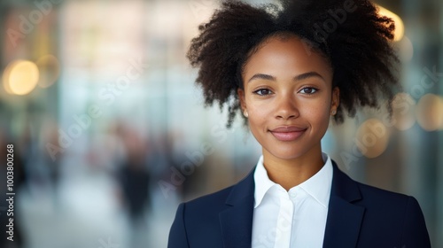 Poised Afro-American Woman in Professional Attire