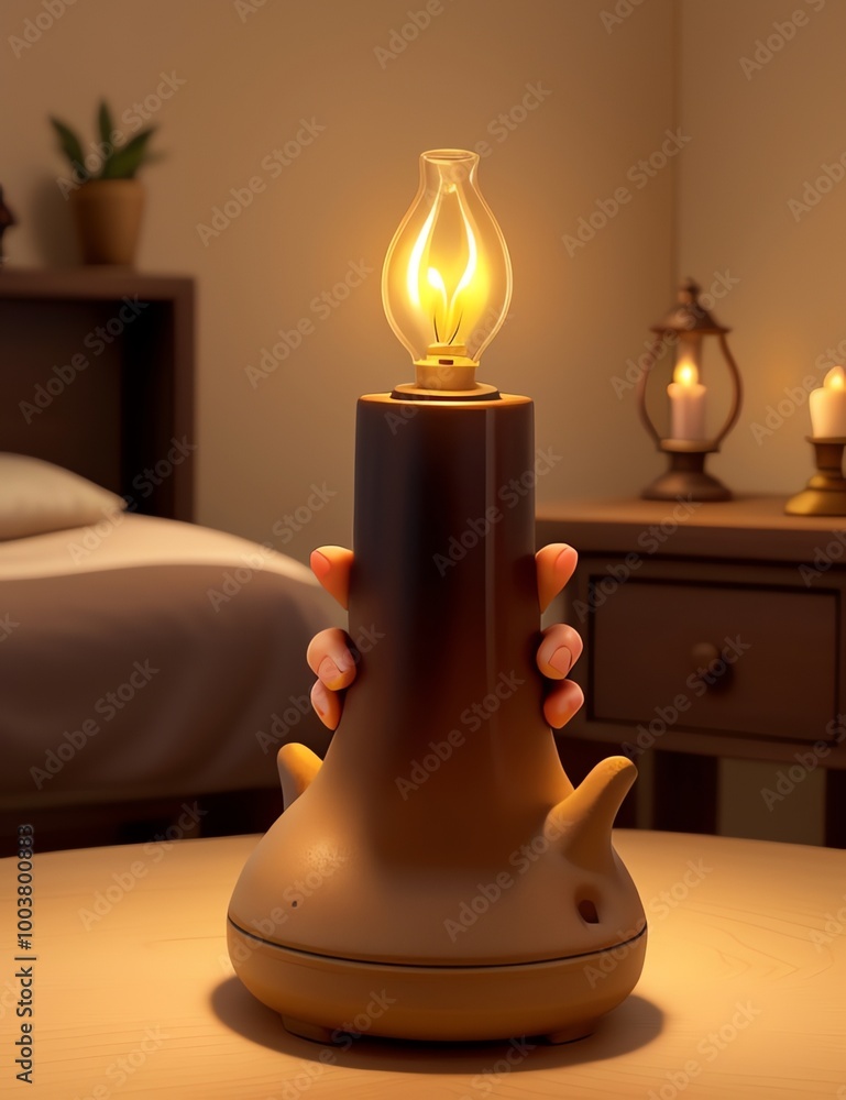 a lamp that is lit up with a light bulb on it a lamp that is lit up with a light bulb on it