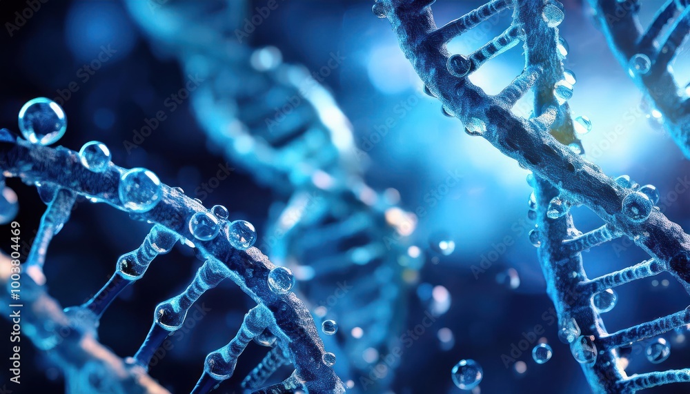 DNA. Abstract 3d polygonal wireframe DNA molecule helix spiral on blue. DNA. Abstract 3d polygonal wireframe DNA molecule helix spiral on blue.