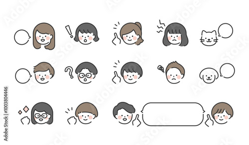 人物イラスト　表情アイコンセット	