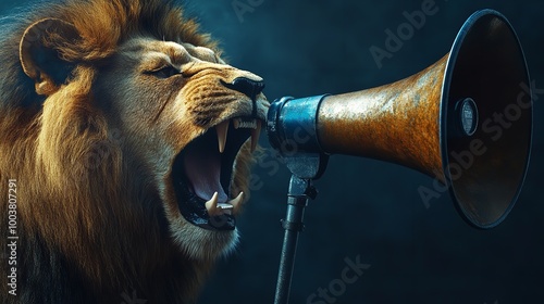 Lion Roaring on a Megaphone: Advertisement Concept Design

 photo