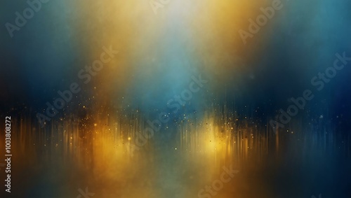 Blurred background in blue and gold hues.