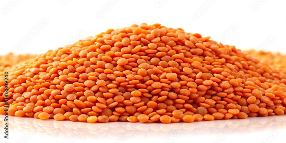 Long shot red lentils texture isolated on white background Long shot red lentils texture isolated on white background