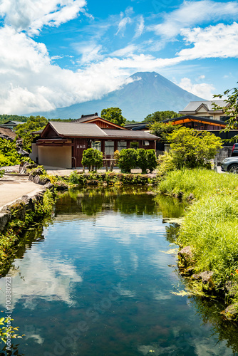 Oshino Hakkai traditional village in Minamitsuru District, Yamanashi, Japan photo