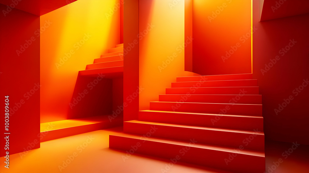 Red Staircase in Minimalist Interior Design Red Staircase in Minimalist Interior Design