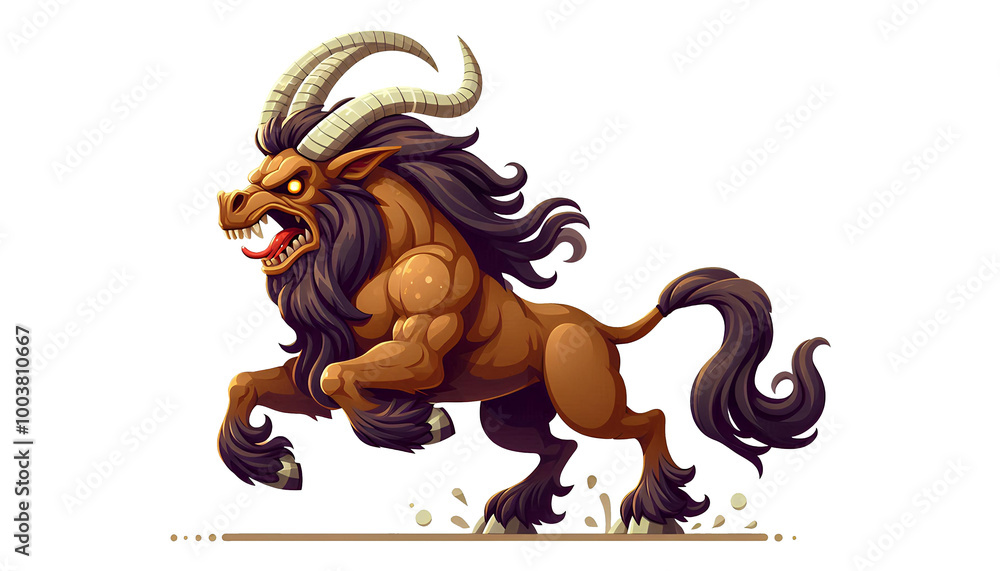 Fototapeta premium Centaur Monster Warrior with Spear Ready for Battle