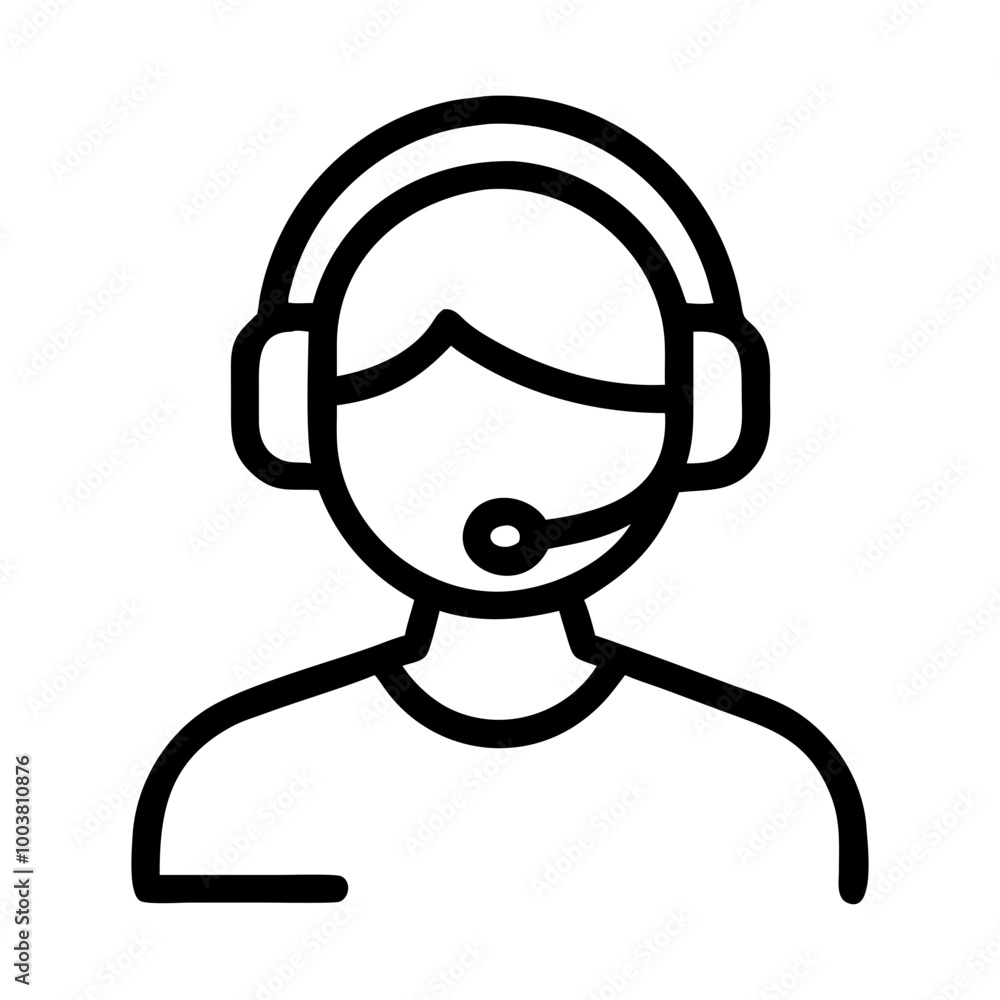 Technical support icon featuring an assistant with a headset for customer service interfaces