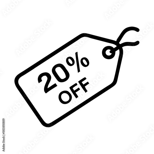 Discount tag icon featuring a 20% off label for promotions and marketing campaigns