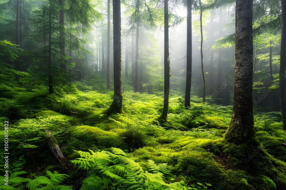 Fototapeta premium Misty Green Forest