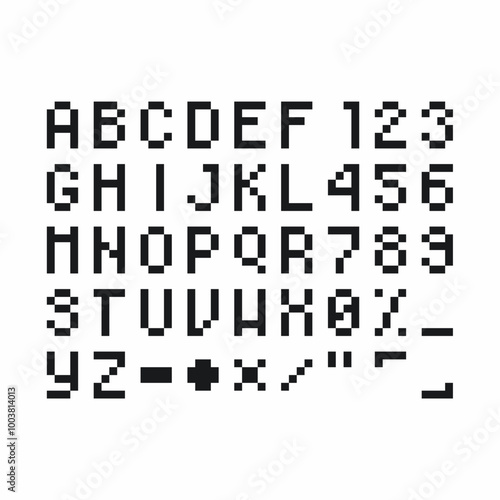Tiny 8bit Alphabet and Number set, Black