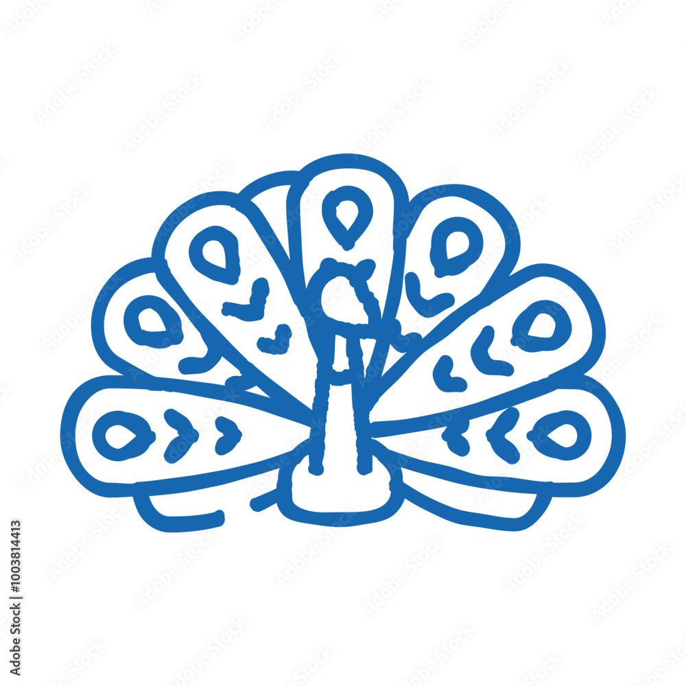 peacock bird doodle icon sketch vector. peacock bird sign. isolated symbol illustration