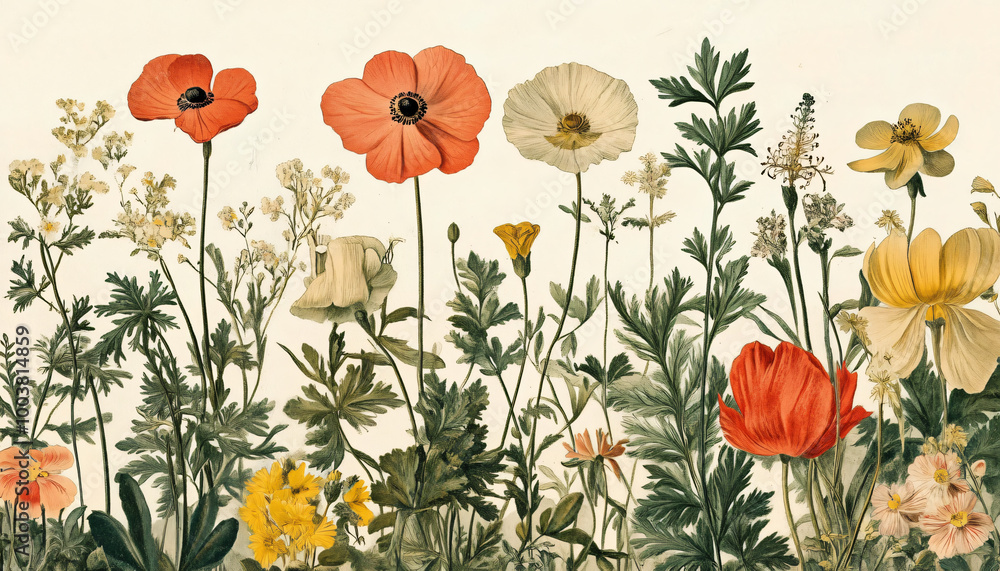 Fototapeta premium seamless background with flowers
