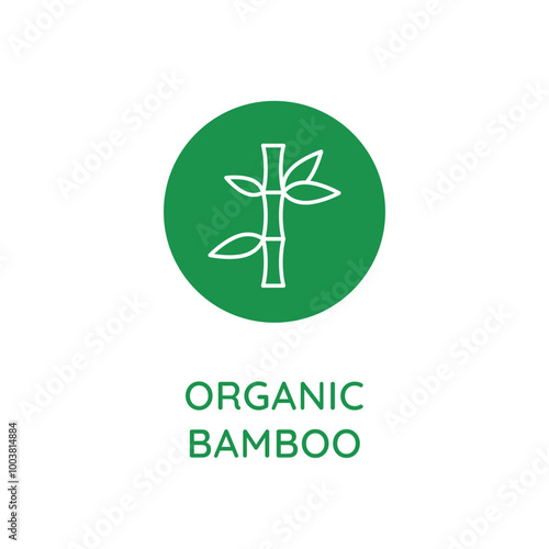 Vector line design element, badge and icon for food and cosmetics packaging in mono linear style - organic bamboo