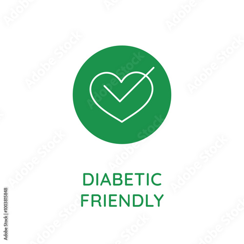 Vector line design element, badge and icon for food and cosmetics packaging in mono linear style - diabetic friendly