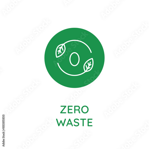 Vector line design element, badge and icon for food and cosmetics packaging in mono linear style - zero waste
