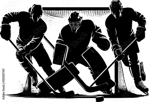 Hockey players silhouettes for various design concepts