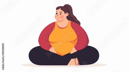 Illustration of an overweight girl. The problem of obesity.