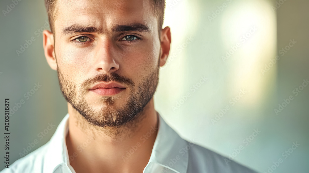Fototapeta premium Handsome male model posing with neutral expression