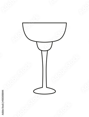Linear cocktail glass icon. Outline  logo, sketch, doodle. Crystal cup, dessert glass, goblet, glassware. Sommelier. Party, celebration time. Contour. 