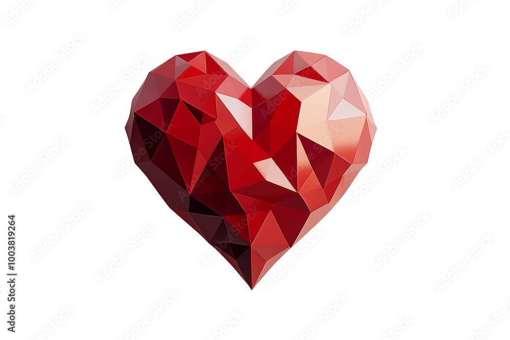 Geometric heart with sharp angles and clean lines ,Isolated on transparent background Geometric heart with sharp angles and clean lines ,Isolated on transparent background
