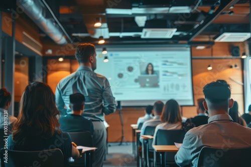 Educational seminar and workshop for students at a university and Engaged Audience at a Professional Seminar Business and Education Concept