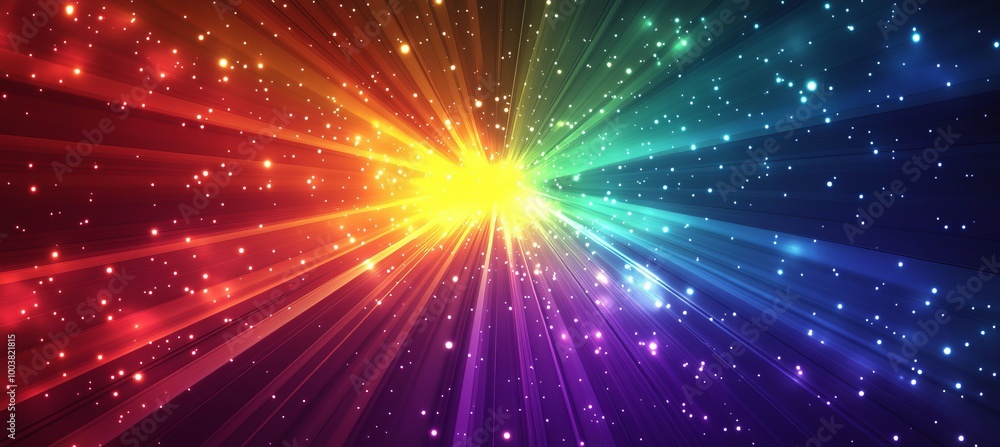 Colorful light sunburst rays explosion background. Generative AI technology. Colorful light sunburst rays explosion background. Generative AI technology.