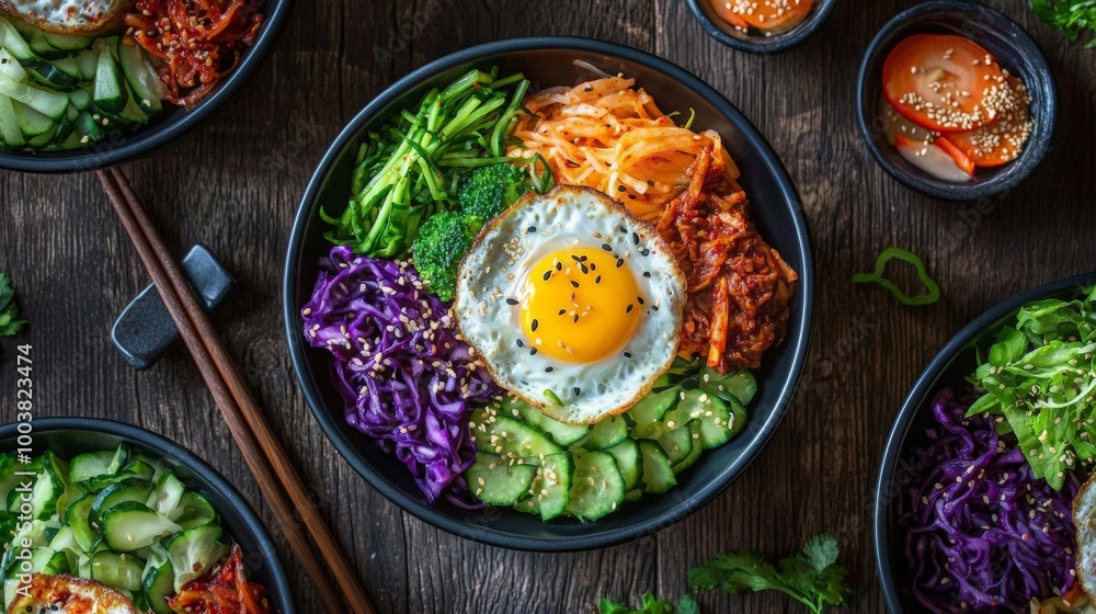 Colorful Bowls of Veggie Bibimbap Delight Colorful Bowls of Veggie Bibimbap Delight